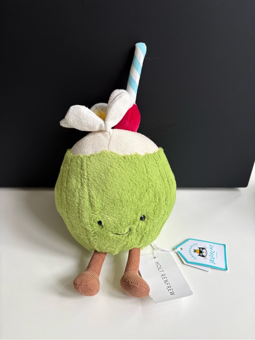 Jellycat Aruba Coconut, with Straw and Flower Accent